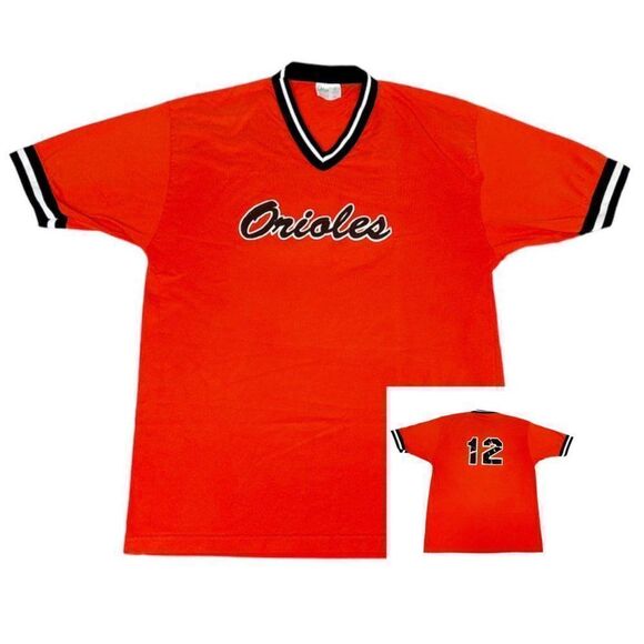 Vintage 80s MLB Baltimore Orioles Baseball Jersey Shirt XL Orange 12 - Picture 1 of 9
